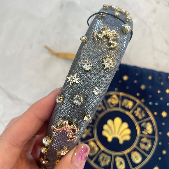 Lele Sadoughi Zodiac Gemini Alice Headband in Pewter Gray - Picture 4 of 10